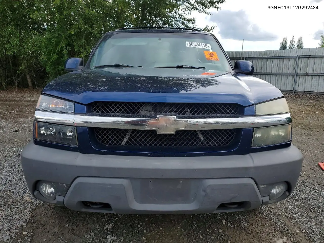 2002 Chevrolet Avalanche C1500 VIN: 3GNEC13T12G292434 Lot: 56324116
