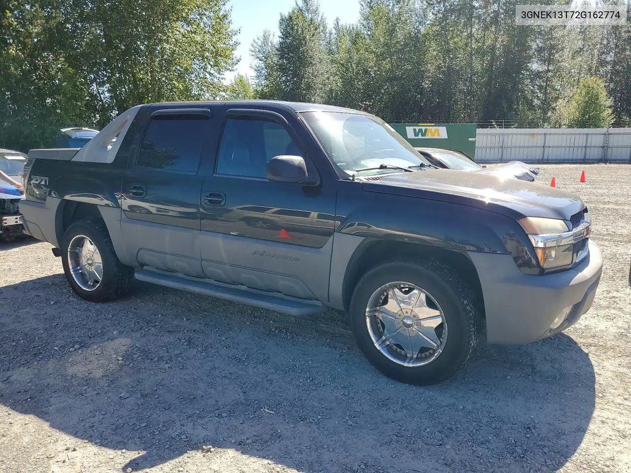 2002 Chevrolet Avalanche K1500 VIN: 3GNEK13T72G162774 Lot: 58431396