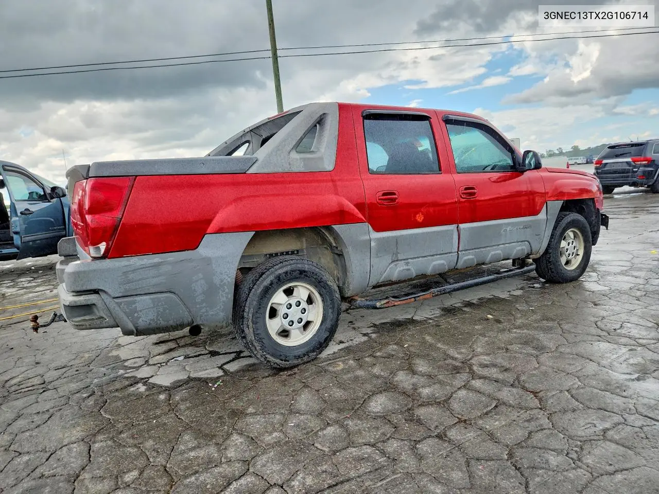 2002 Chevrolet Avalanche C1500 VIN: 3GNEC13TX2G106714 Lot: 60057916