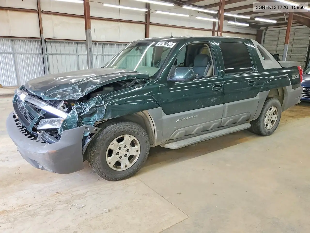 2002 Chevrolet Avalanche K1500 VIN: 3GNEK13T72G115860 Lot: 61220526