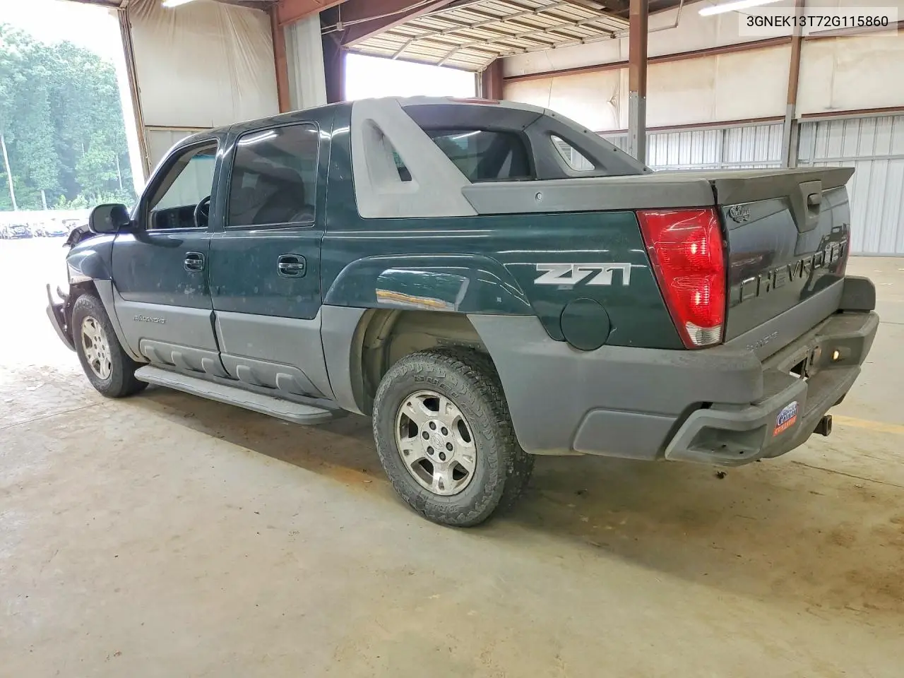 2002 Chevrolet Avalanche K1500 VIN: 3GNEK13T72G115860 Lot: 61220526