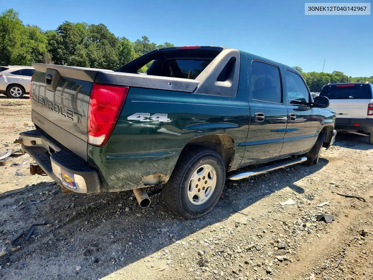 2004 Chevrolet Avalanche K1500 VIN: 3GNEK12T04G142967 Lot: 58757986