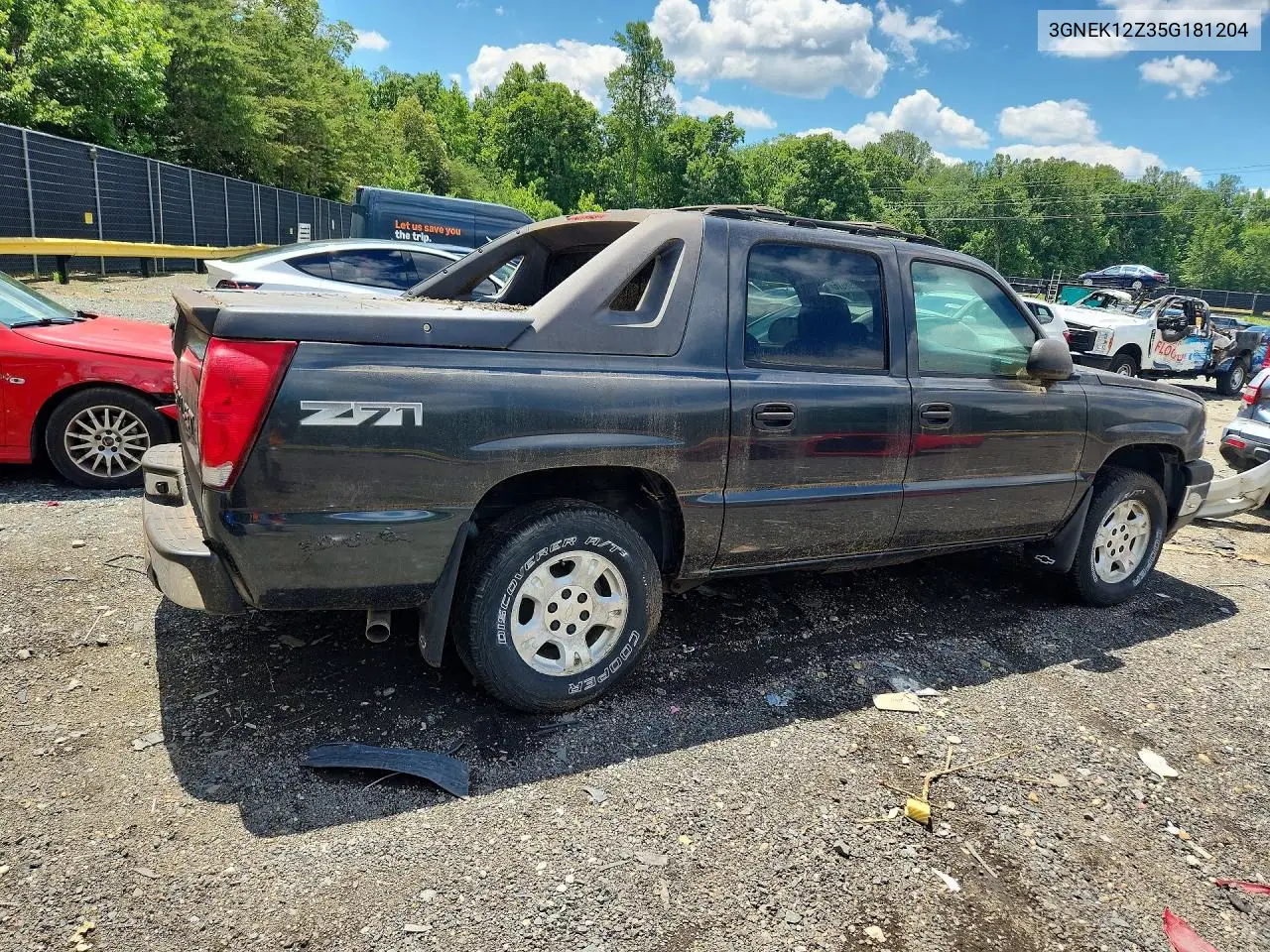 2005 Chevrolet Avalanche K1500 VIN: 3GNEK12Z35G181204 Lot: 57398076