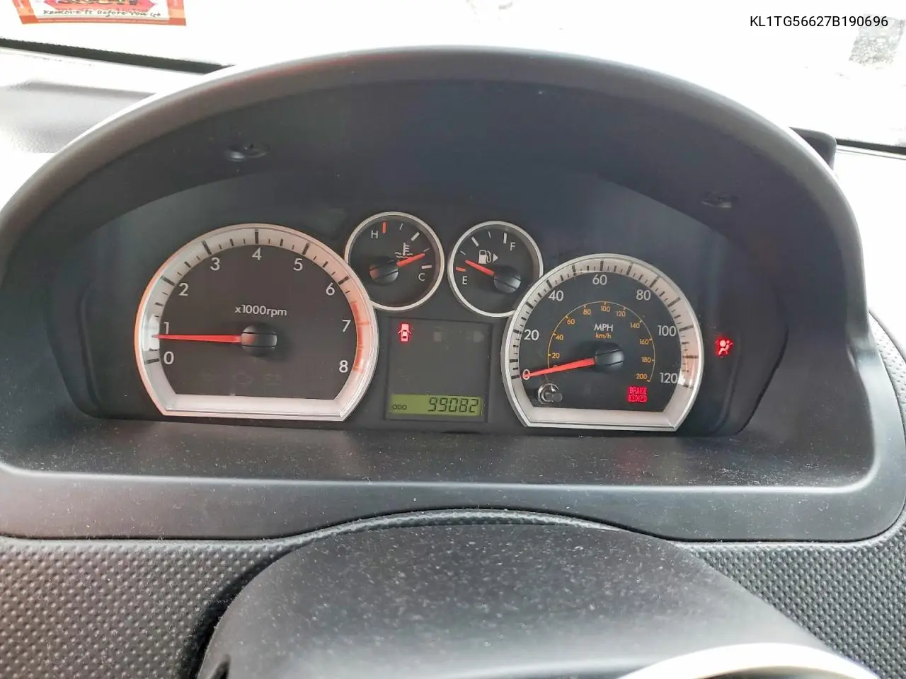 2007 Chevrolet Aveo Lt VIN: KL1TG56627B190696 Lot: 76720355