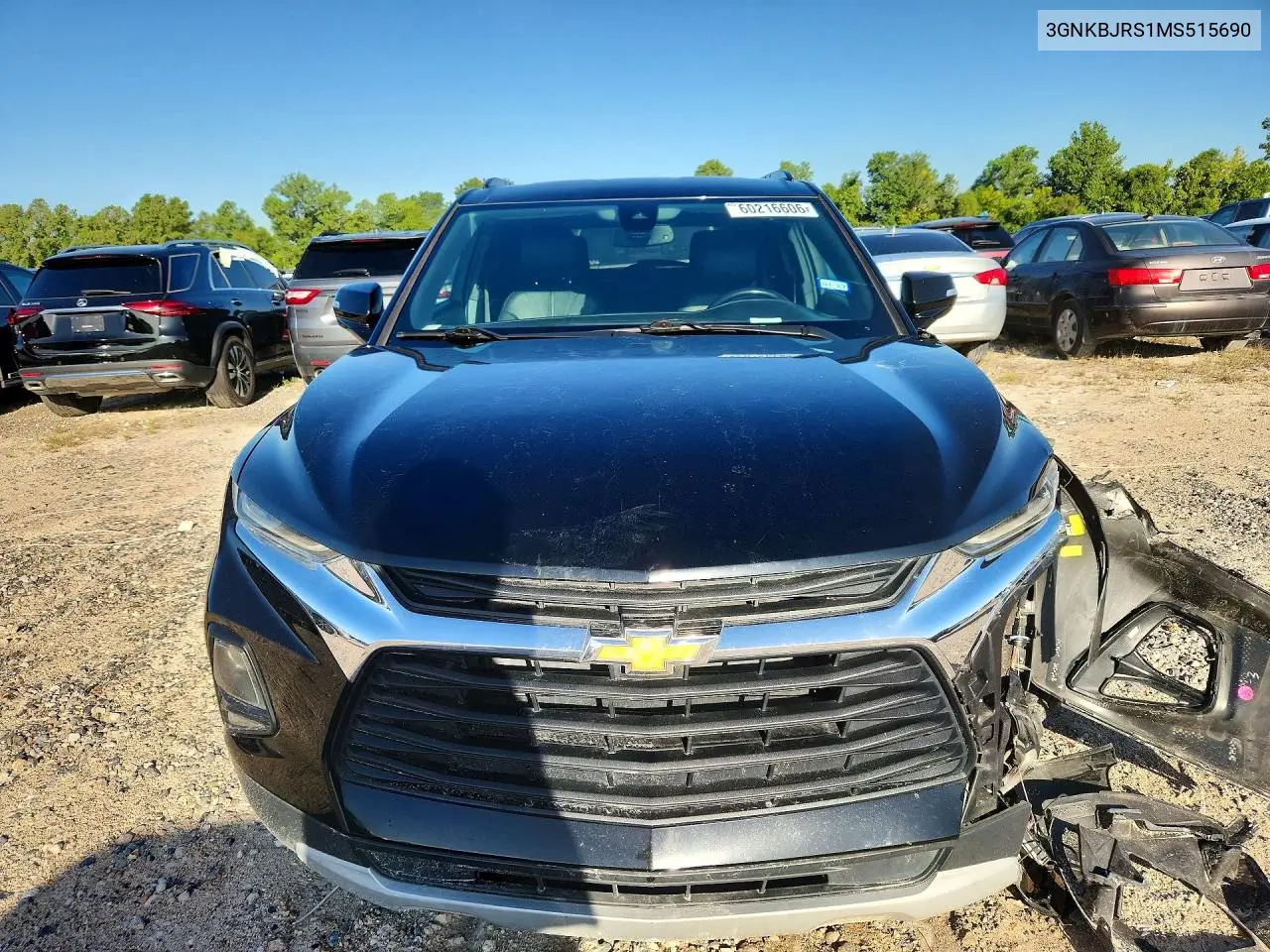2021 Chevrolet Blazer 3Lt VIN: 3GNKBJRS1MS515690 Lot: 60216606