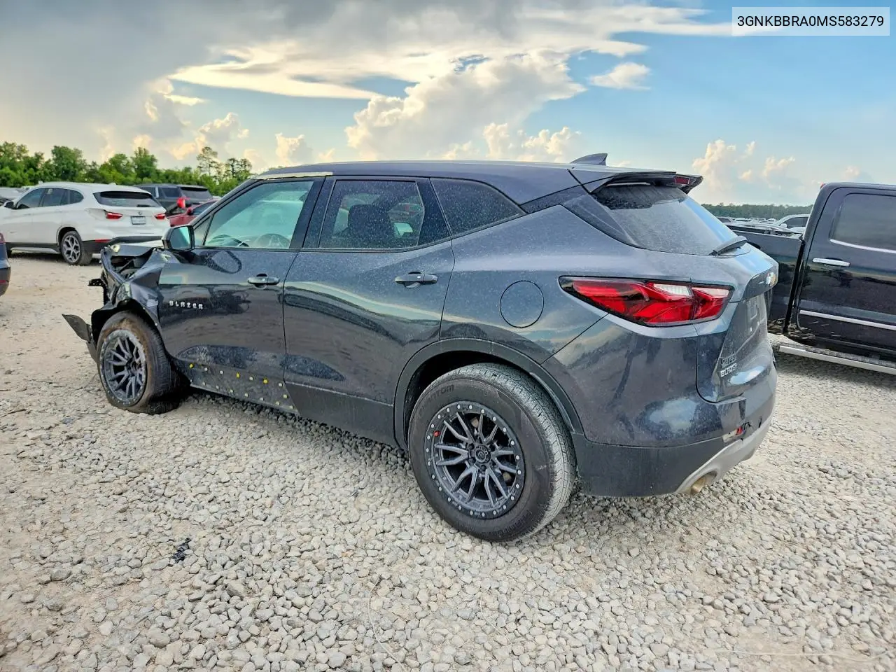 2021 Chevrolet Blazer 1Lt VIN: 3GNKBBRA0MS583279 Lot: 85977685