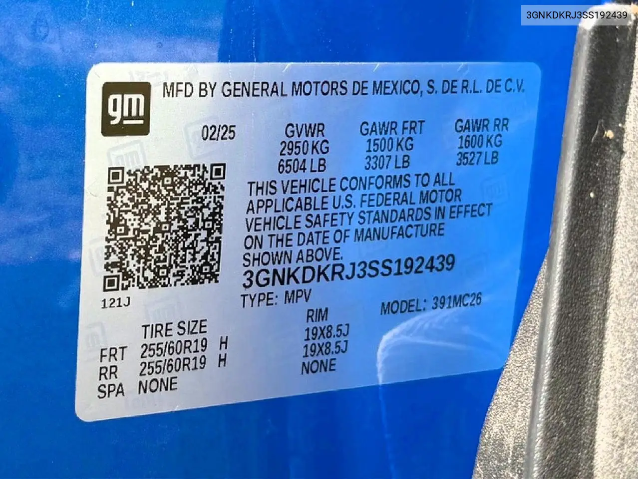 2025 Chevrolet Blazer Lt VIN: 3GNKDKRJ3SS192439 Lot: 55116906