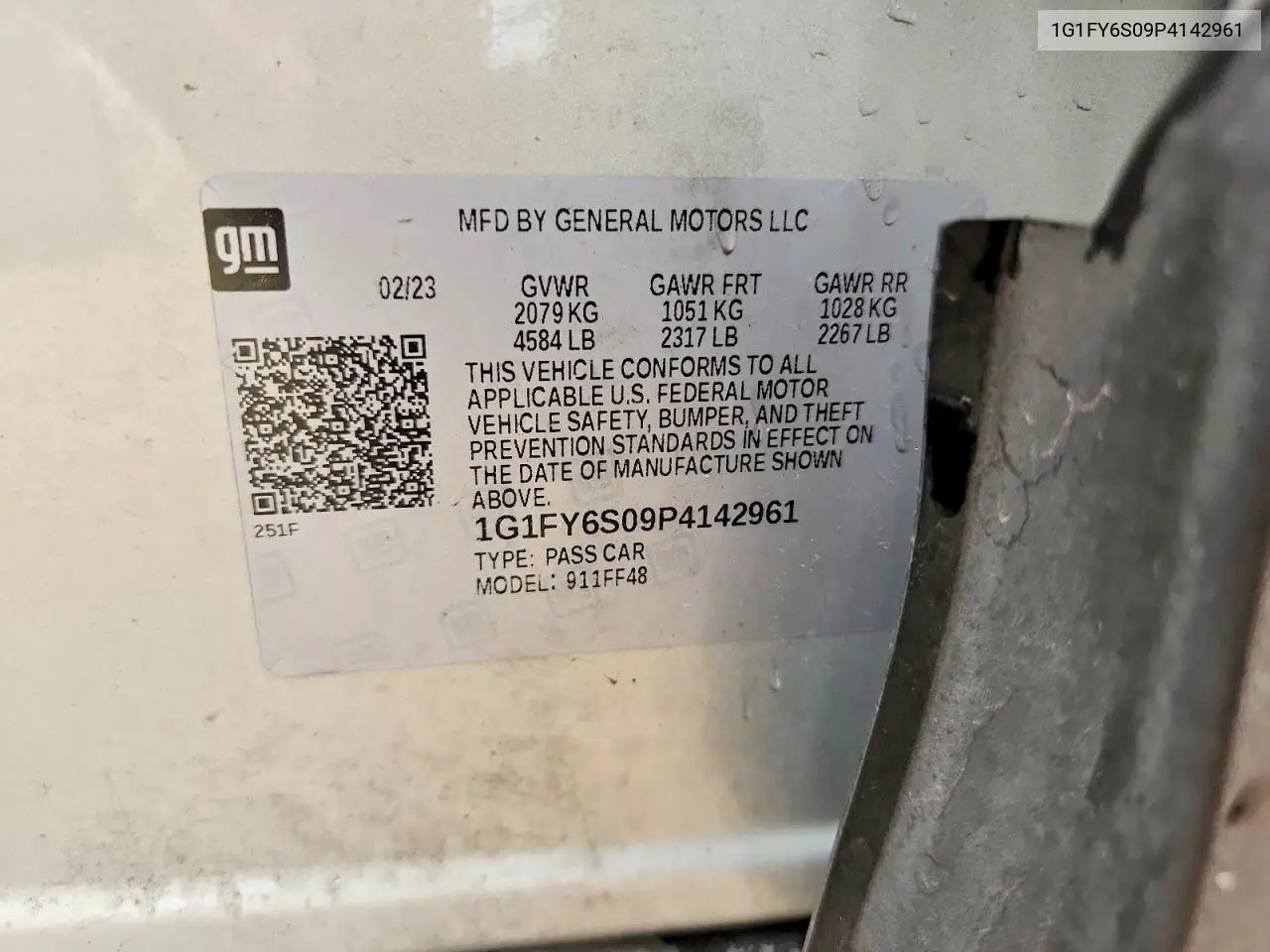 2023 Chevrolet Bolt Euv Lt VIN: 1G1FY6S09P4142961 Lot: 60706776