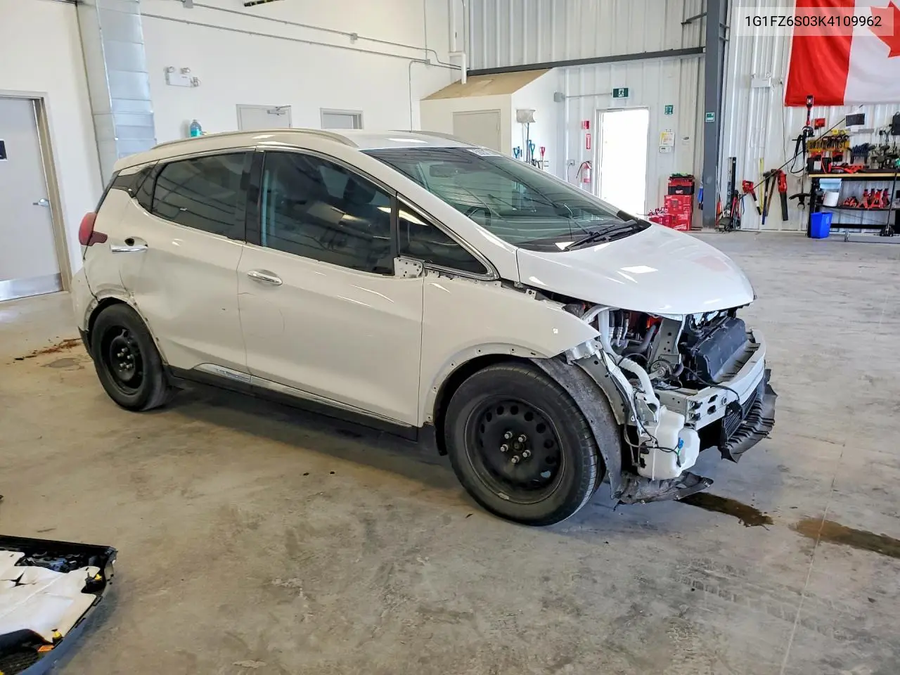 2019 Chevrolet Bolt Ev Premier VIN: 1G1FZ6S03K4109962 Lot: 59237156
