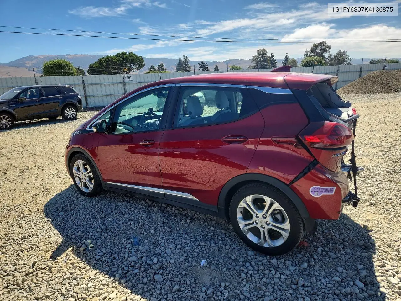2019 Chevrolet Bolt Ev Lt VIN: 1G1FY6S07K4136875 Lot: 59899896