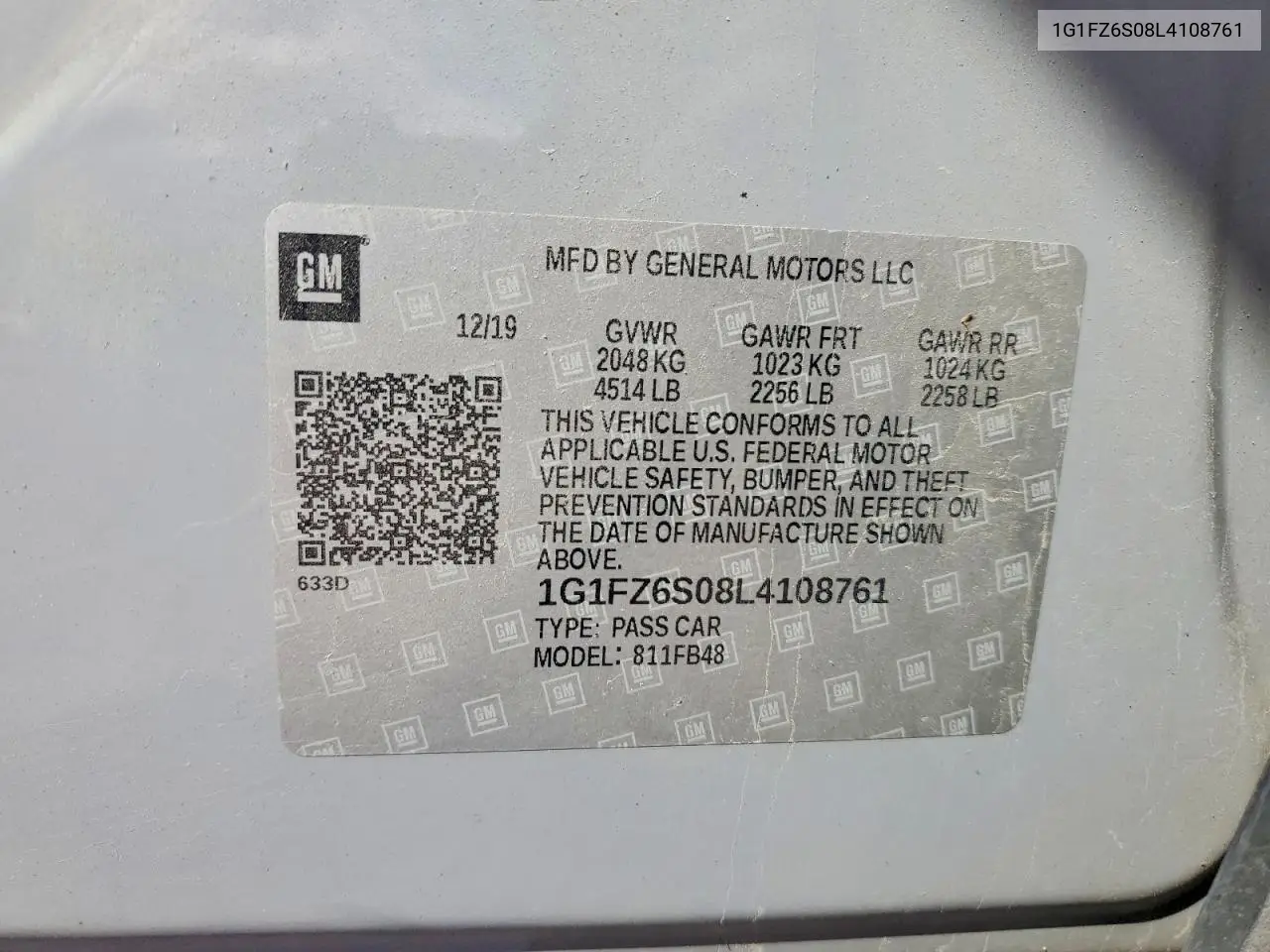 2020 Chevrolet Bolt Ev Premier VIN: 1G1FZ6S08L4108761 Lot: 56629986