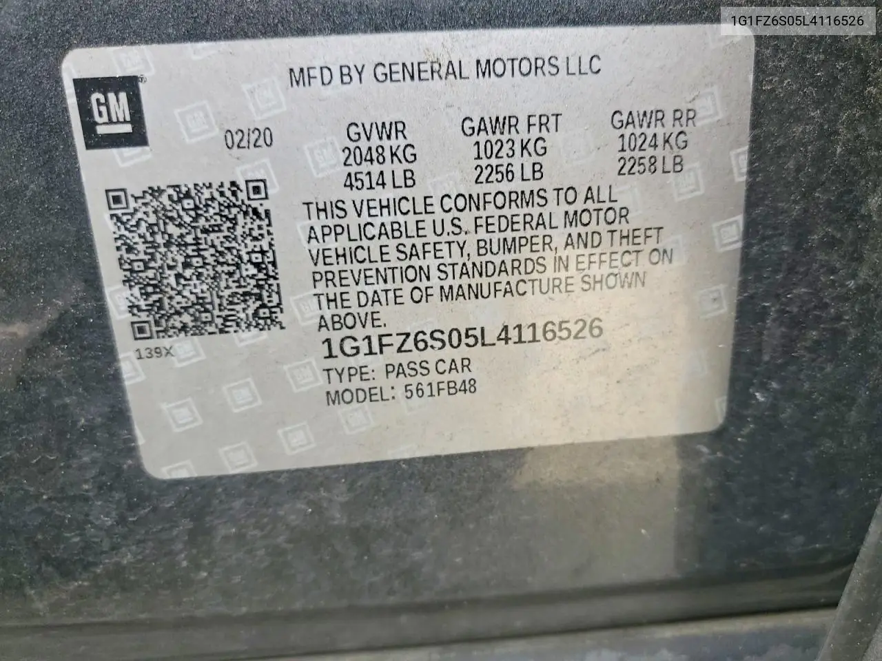 2020 Chevrolet Bolt Ev Premier VIN: 1G1FZ6S05L4116526 Lot: 61957006