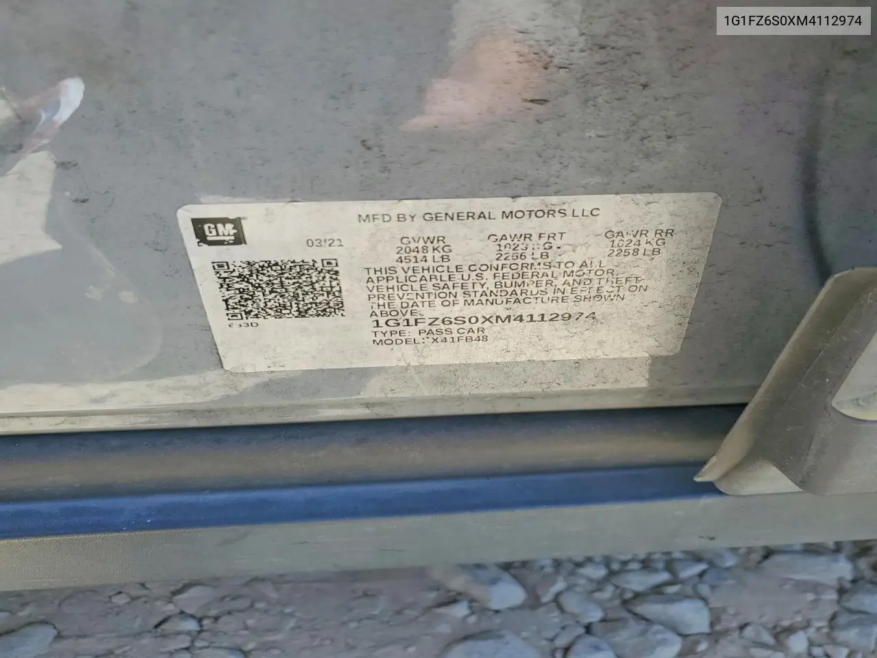 2021 Chevrolet Bolt Ev Premier VIN: 1G1FZ6S0XM4112974 Lot: 59830816