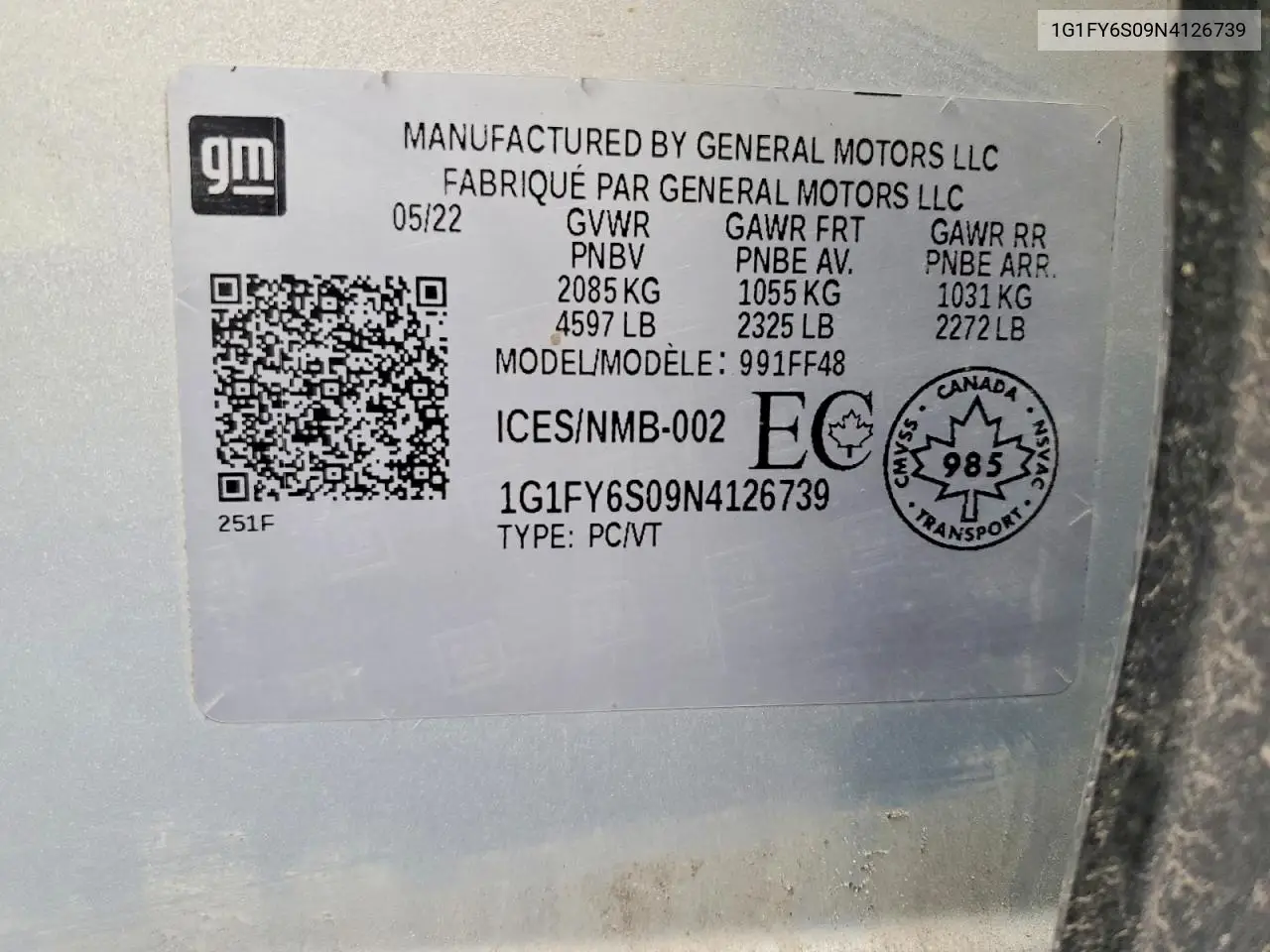 2022 Chevrolet Bolt Euv Lt VIN: 1G1FY6S09N4126739 Lot: 50478536