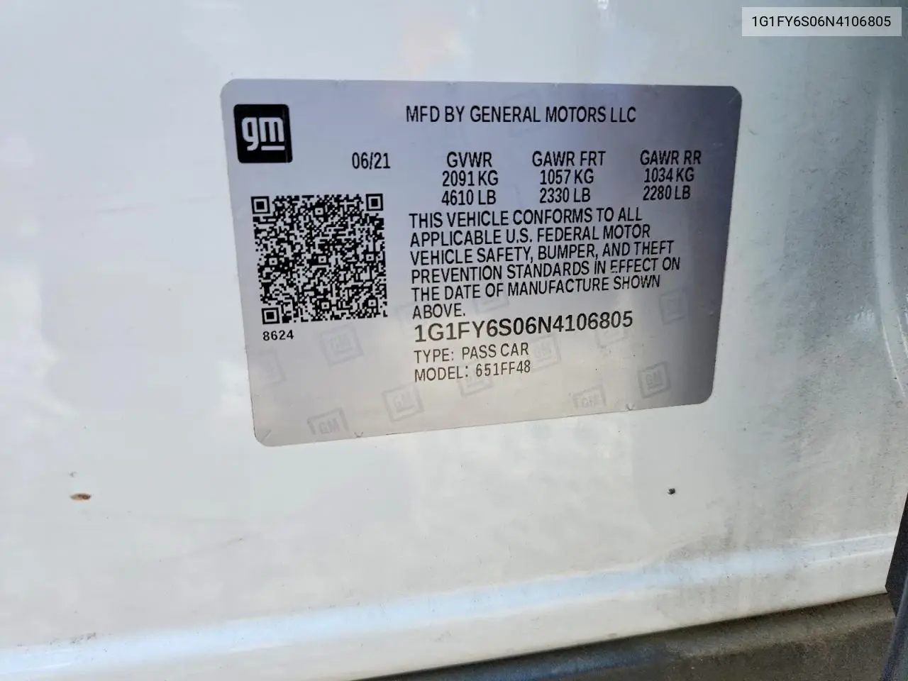 2022 Chevrolet Bolt Euv Lt VIN: 1G1FY6S06N4106805 Lot: 85457995