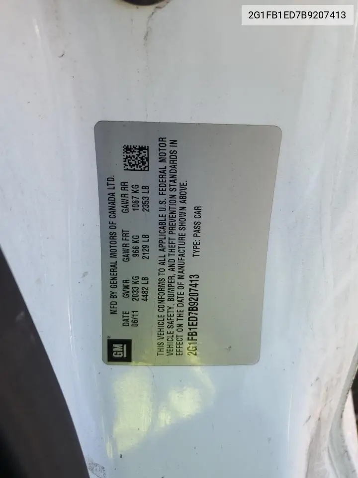 2G1FB1ED7B9207413 2011 Chev Camaro