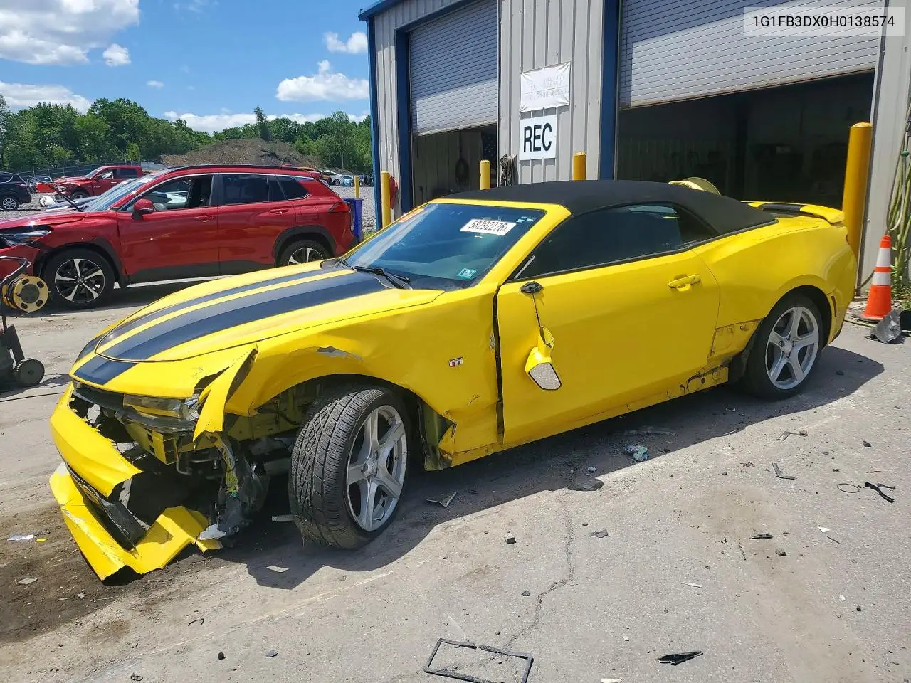 2017 Chevrolet Camaro Lt VIN: 1G1FB3DX0H0138574 Lot: 58292276