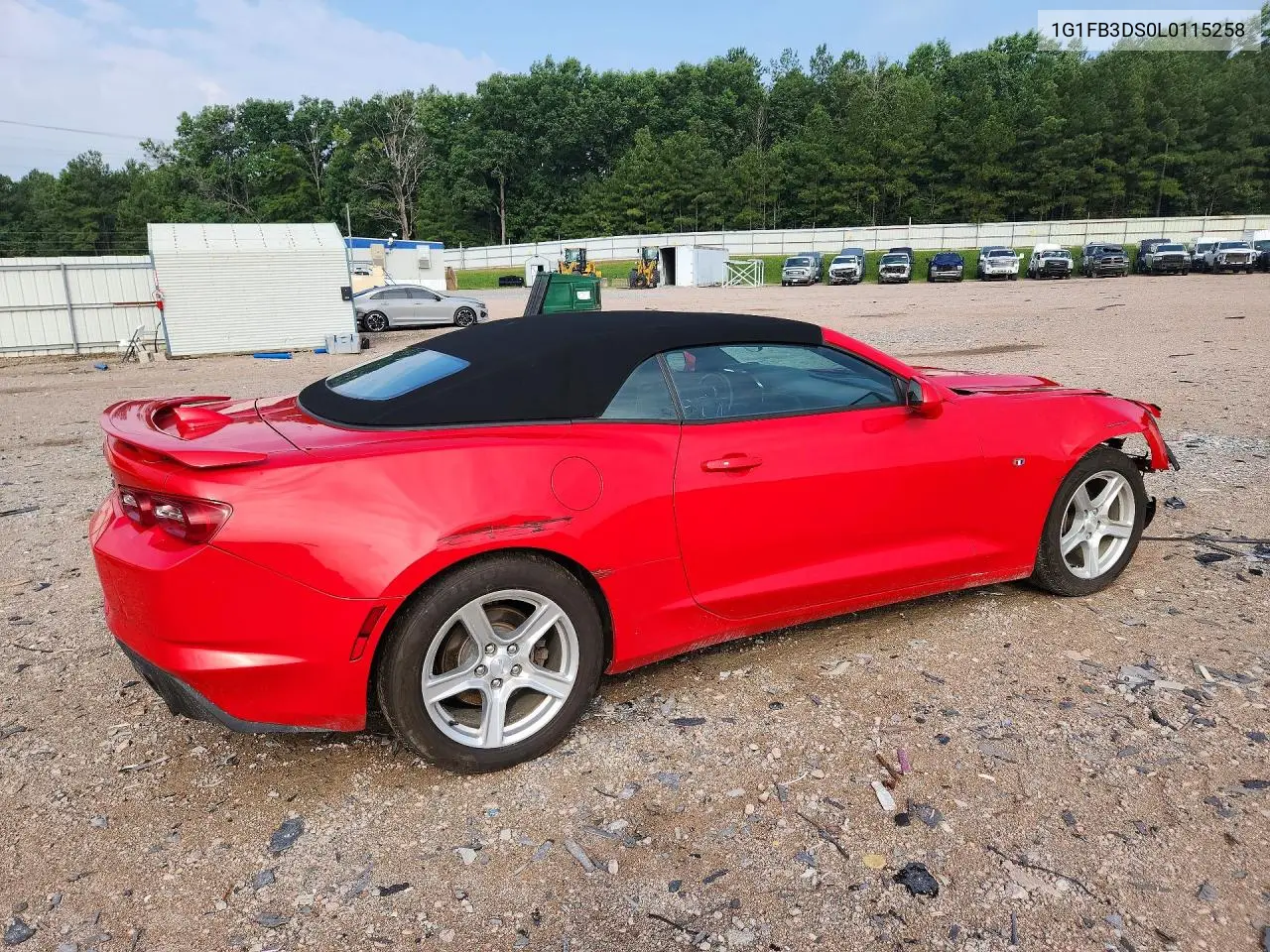 2020 Chevrolet Camaro Ls VIN: 1G1FB3DS0L0115258 Lot: 61365356