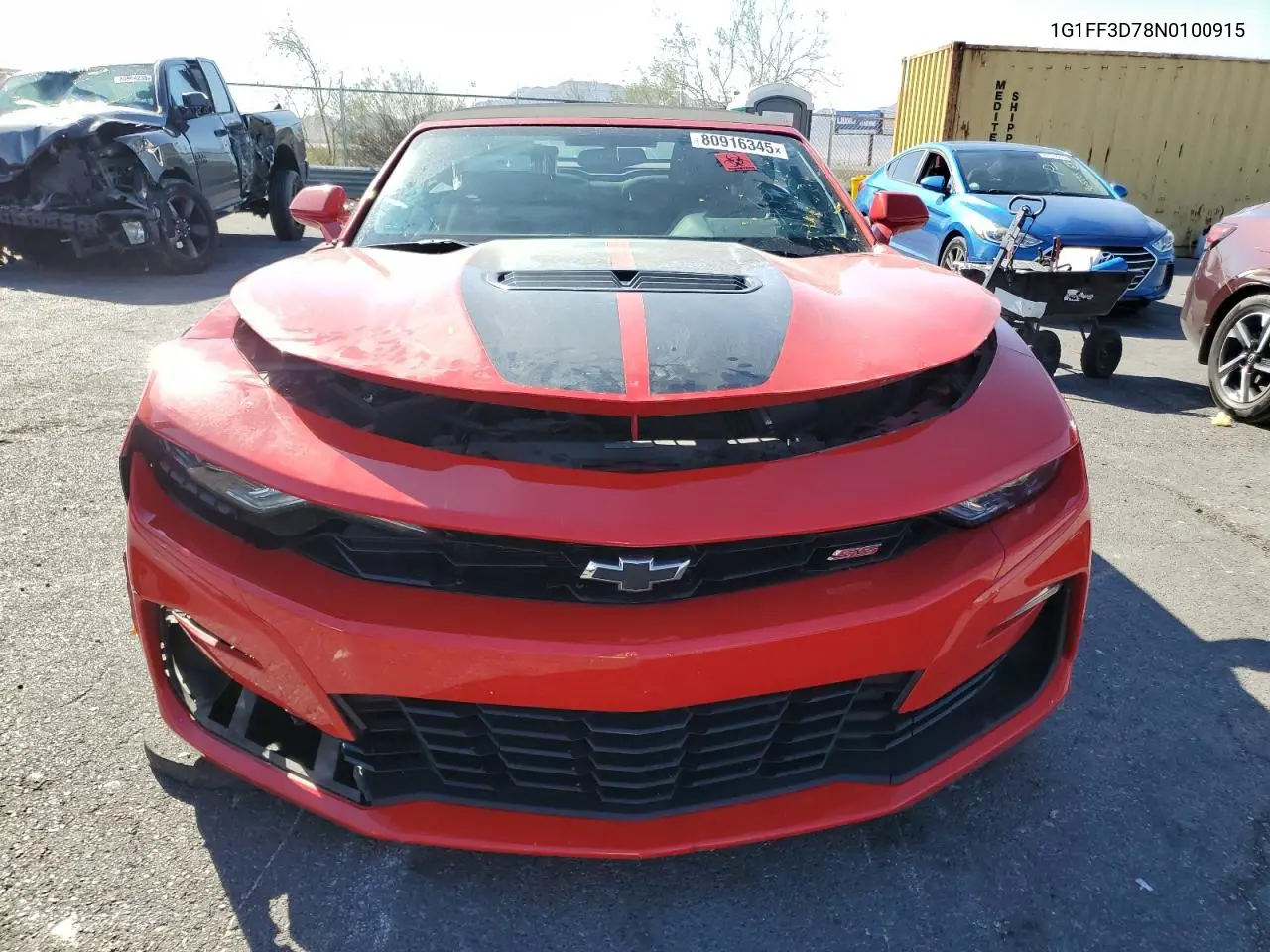 2022 Chevrolet Camaro Lt1 VIN: 1G1FF3D78N0100915 Lot: 80916345