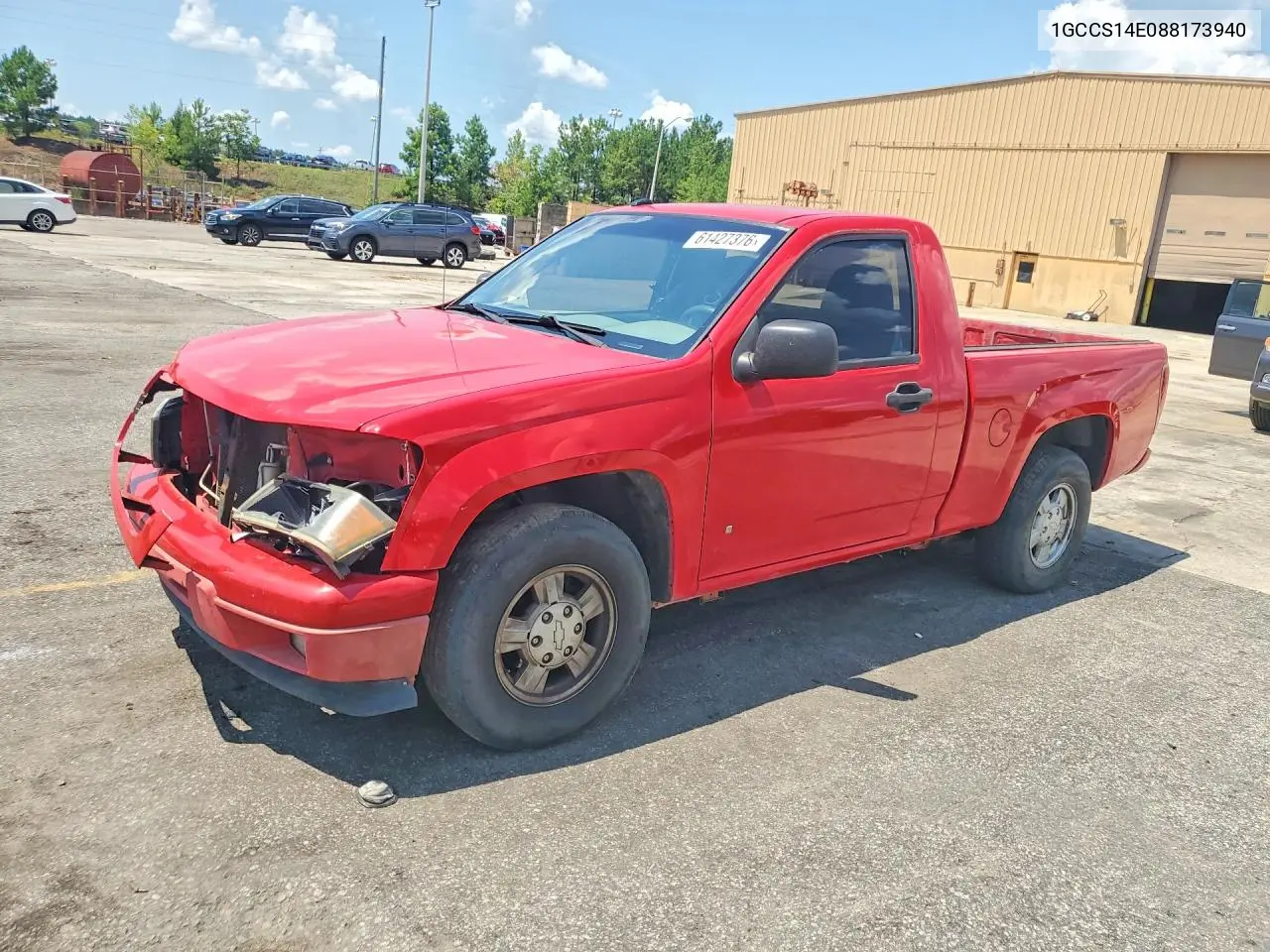 2008 Chevrolet Colorado VIN: 1GCCS14E088173940 Lot: 61427376