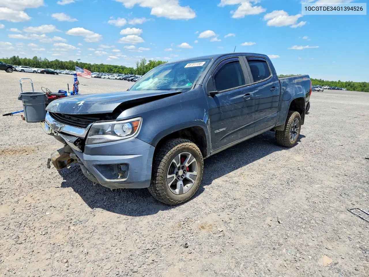 2016 Chevrolet Colorado Z71 VIN: 1GCGTDE34G1394526 Lot: 56701156