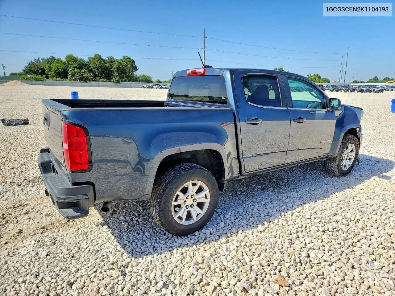 2019 Chevrolet Colorado Lt VIN: 1GCGSCEN2K1104193 Lot: 61405206