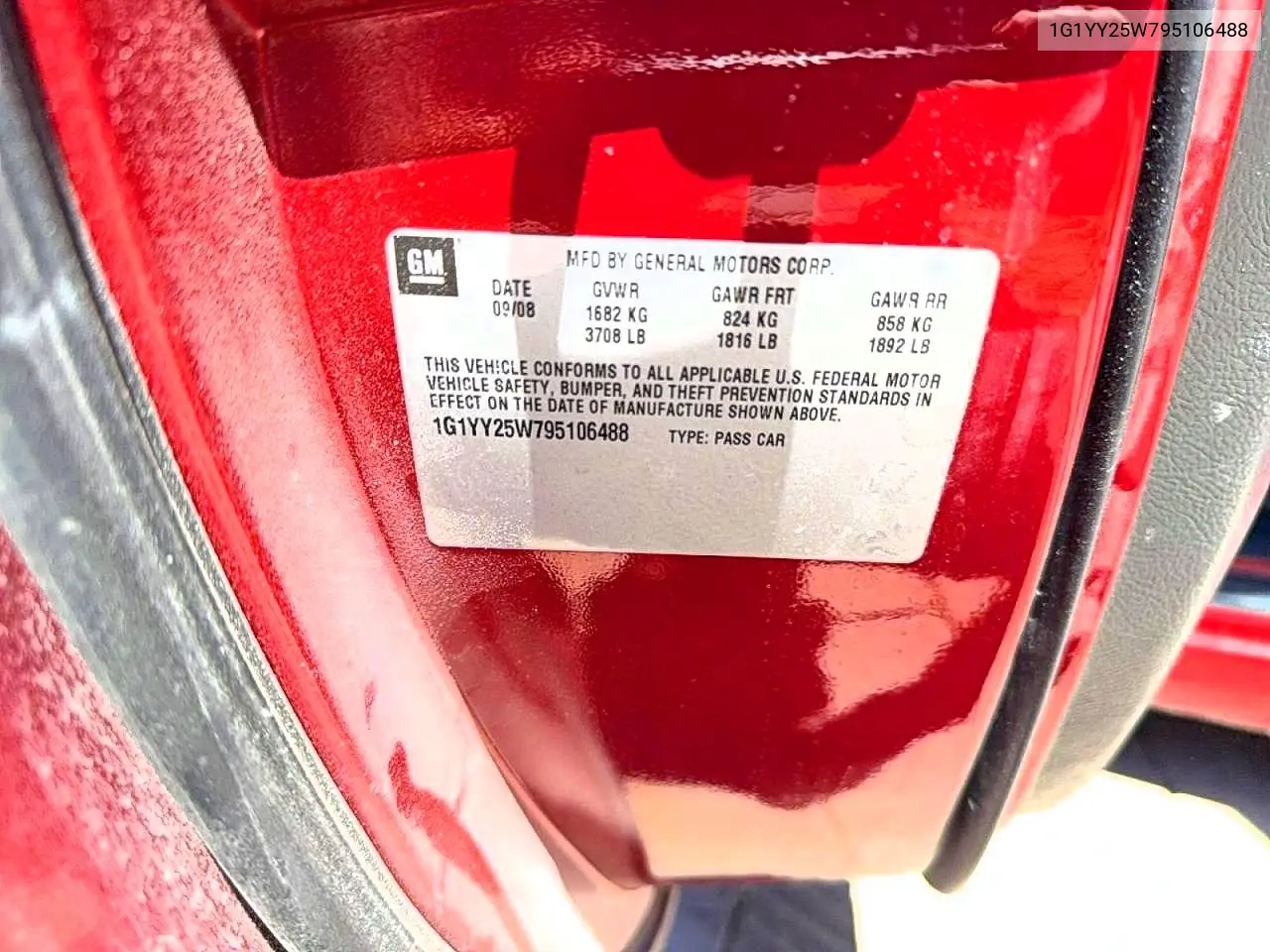 2009 Chevrolet Corvette VIN: 1G1YY25W795106488 Lot: 52958776