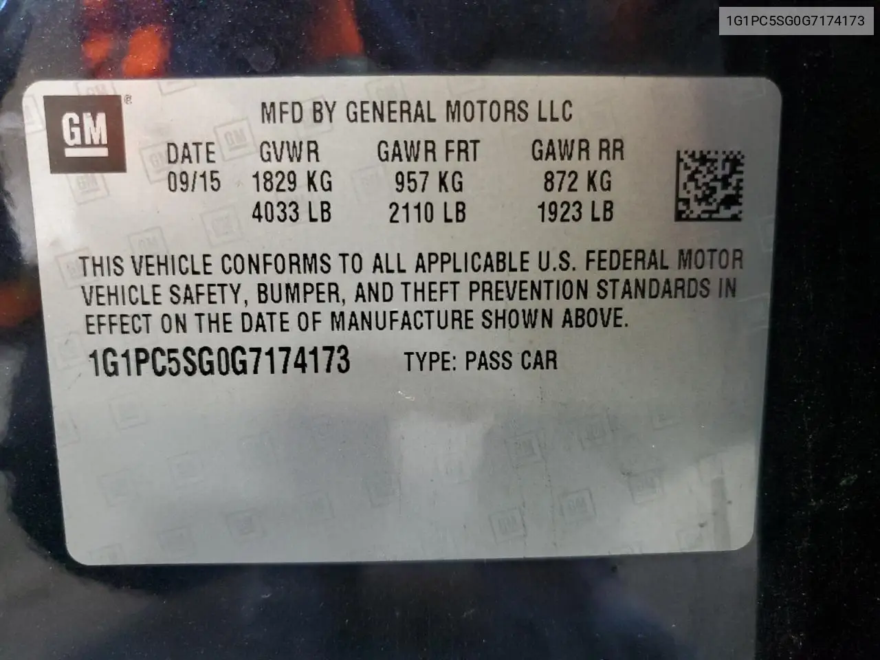 1G1PC5SG0G7174173 2016 Chevrolet Cruze Limited Ls