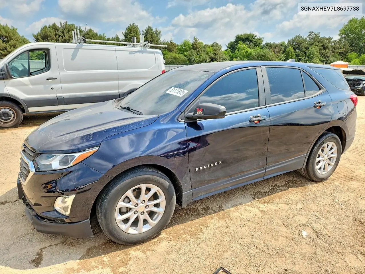 2020 Chevrolet Equinox Ls VIN: 3GNAXHEV7LS697738 Lot: 61115846
