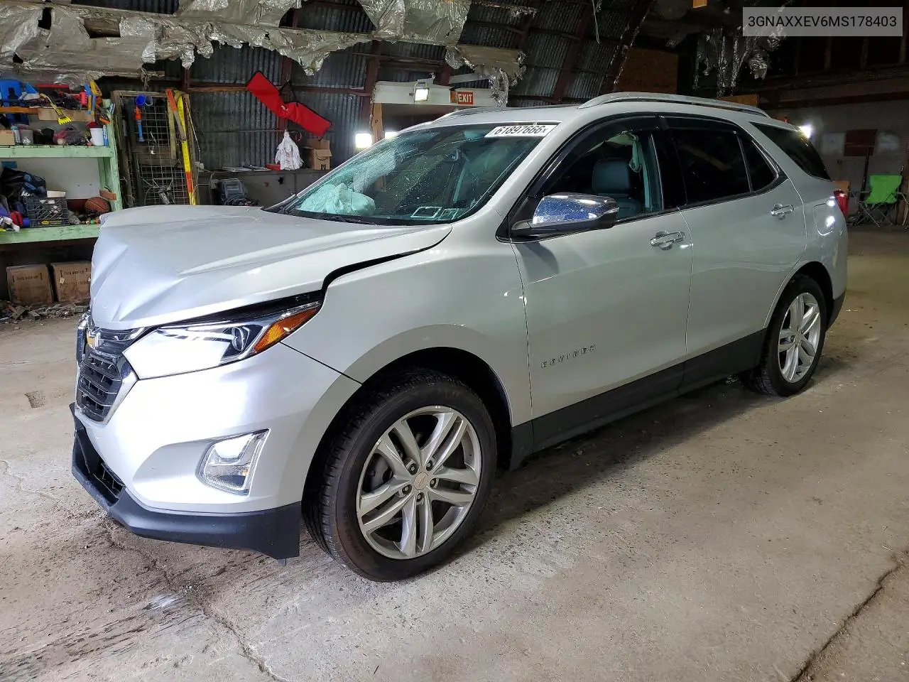 2021 Chevrolet Equinox Premier VIN: 3GNAXXEV6MS178403 Lot: 61897666