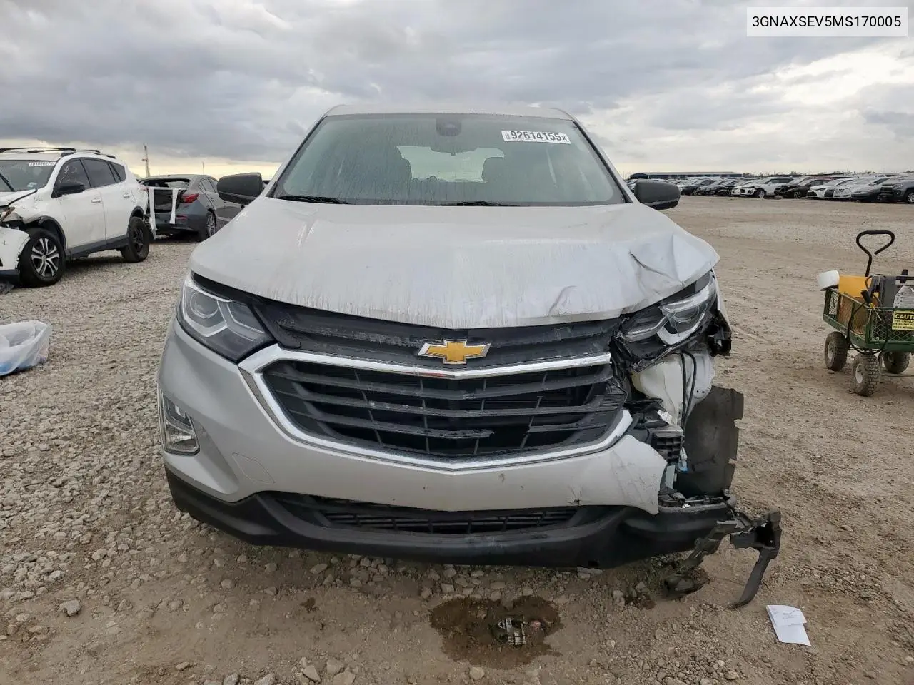 3GNAXSEV5MS170005 2021 Chevrolet Equinox Ls