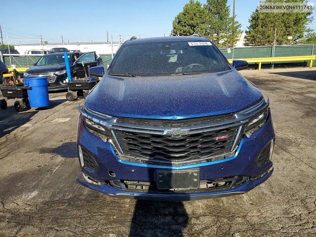 2GNAXWEV0N6111743 2022 Chevrolet Equinox Rs