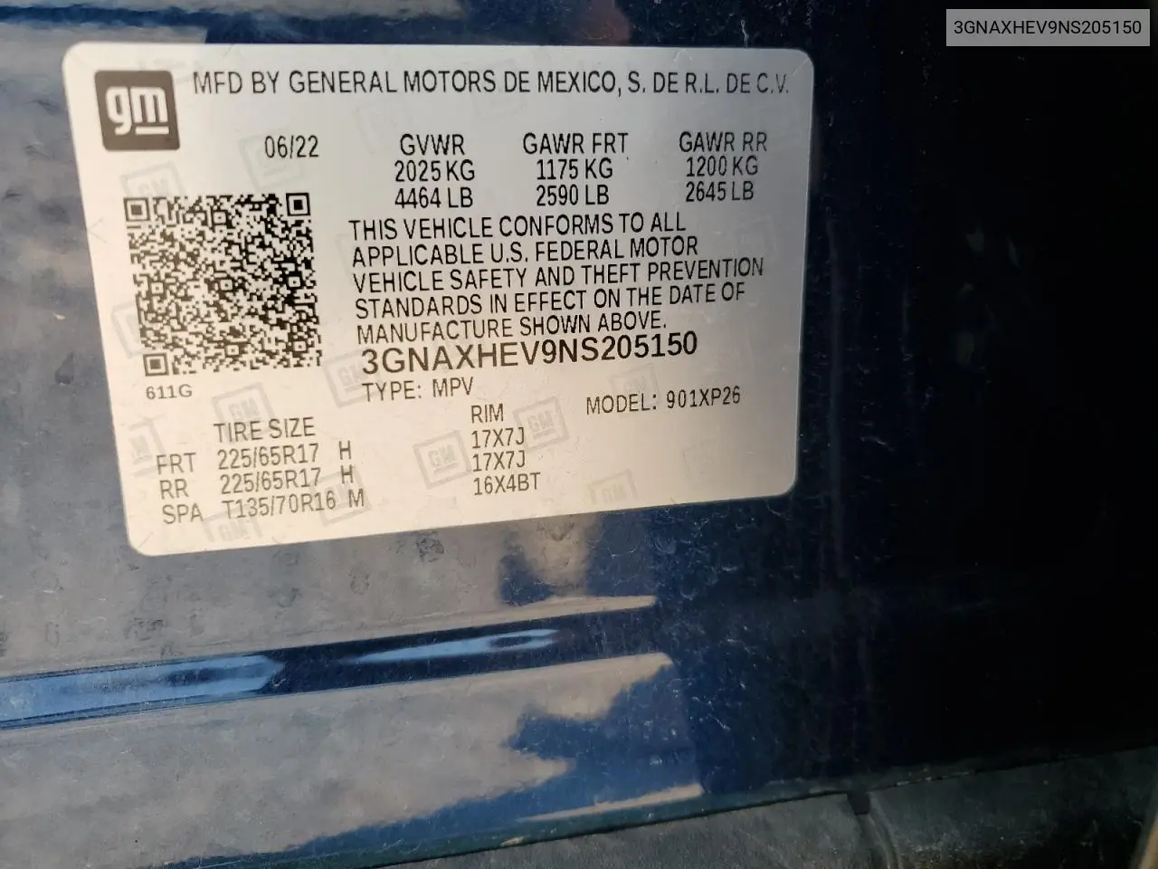 3GNAXHEV9NS205150 2022 Chevrolet Equinox Ls