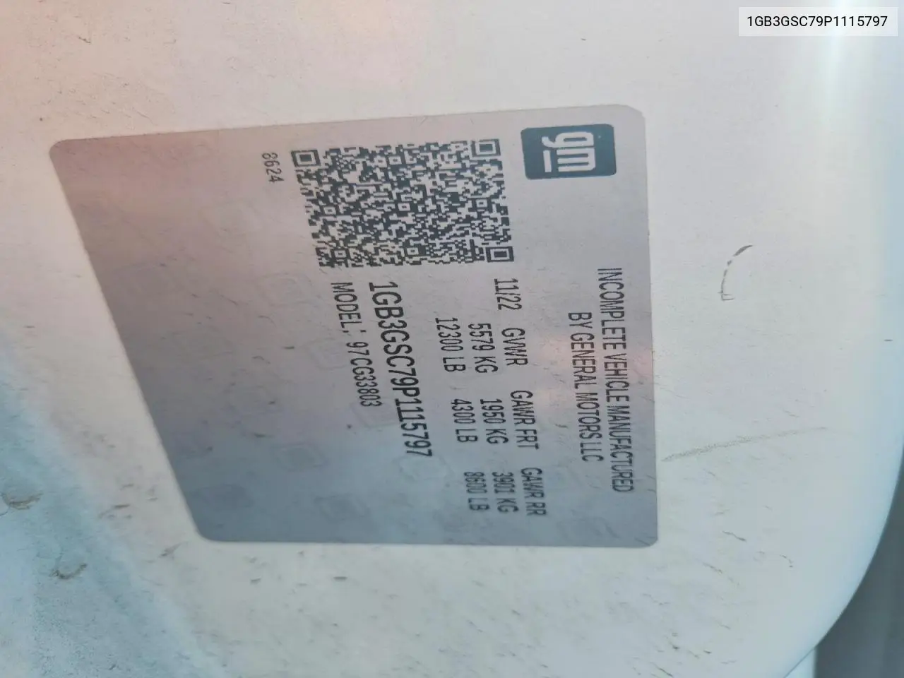 2023 Chevrolet Express G3500 VIN: 1GB3GSC79P1115797 Lot: 59820786