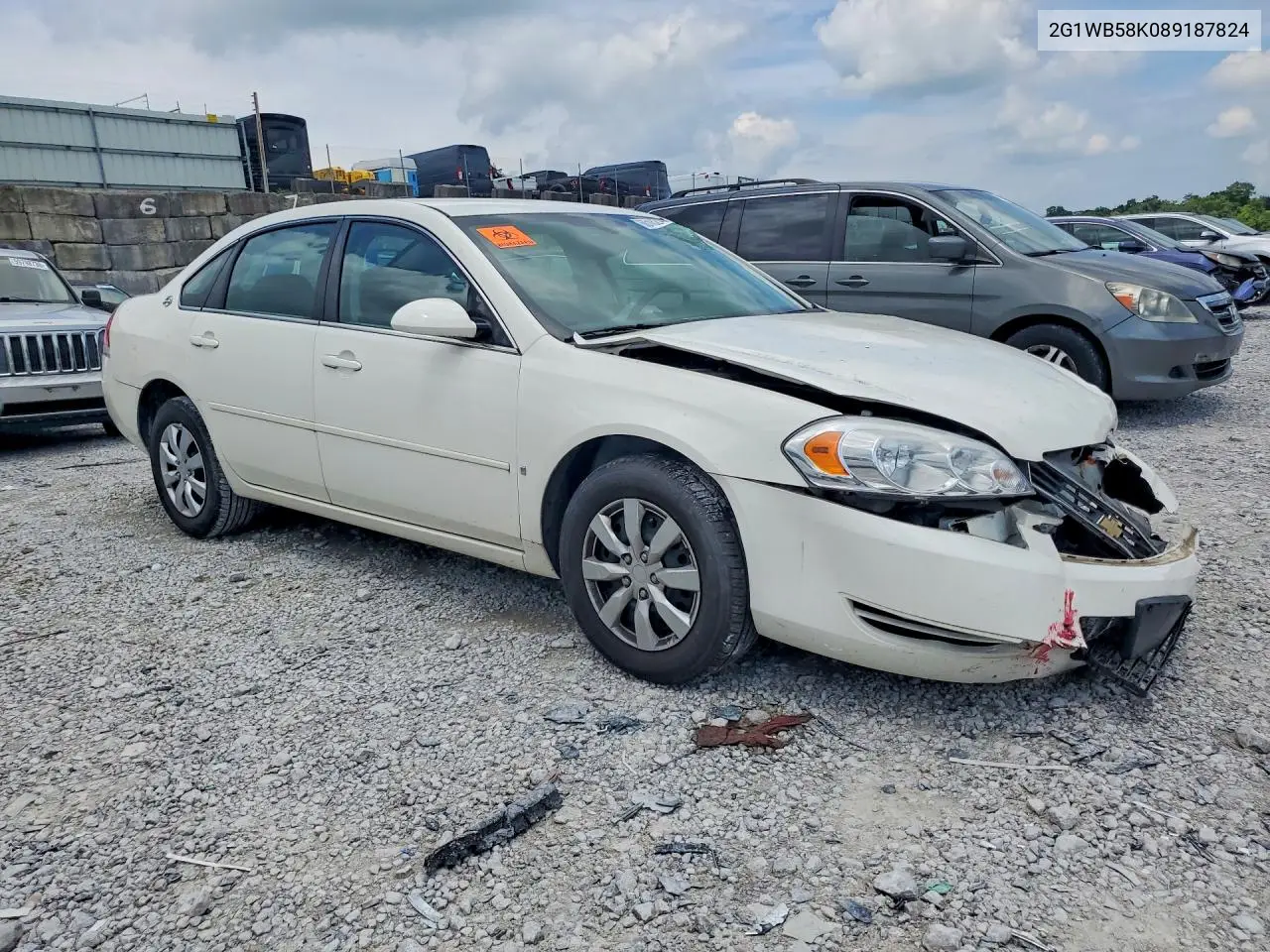 2008 Chevrolet Impala Ls VIN: 2G1WB58K089187824 Lot: 60162496