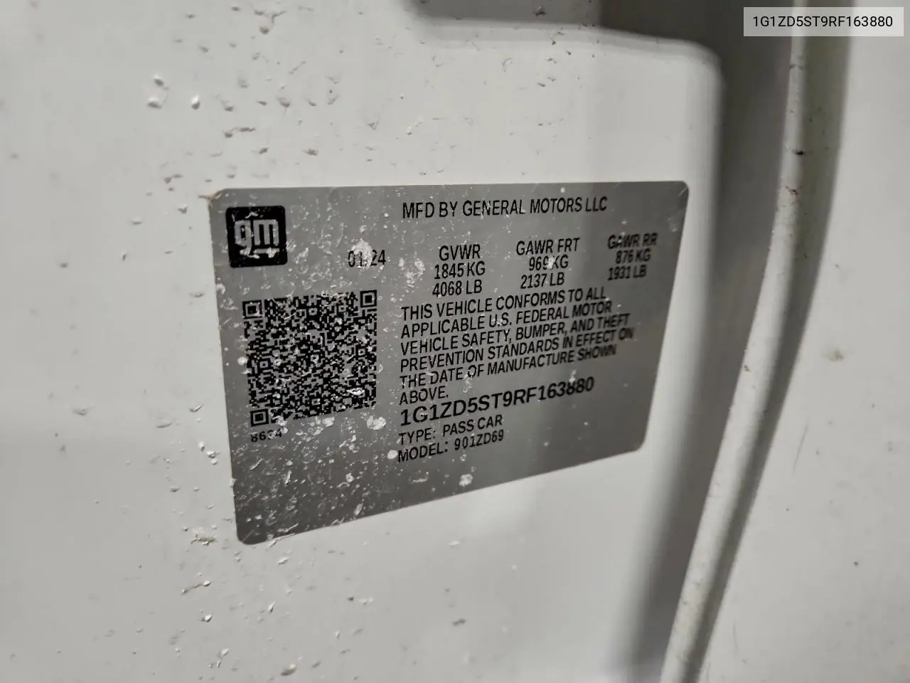 1G1ZD5ST9RF163880 2024 Chevrolet Malibu Lt