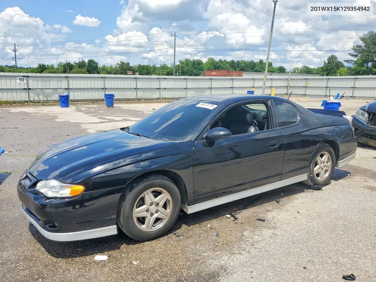 2002 Chevrolet Monte Carlo Ss VIN: 2G1WX15K129354942 Lot: 54057076