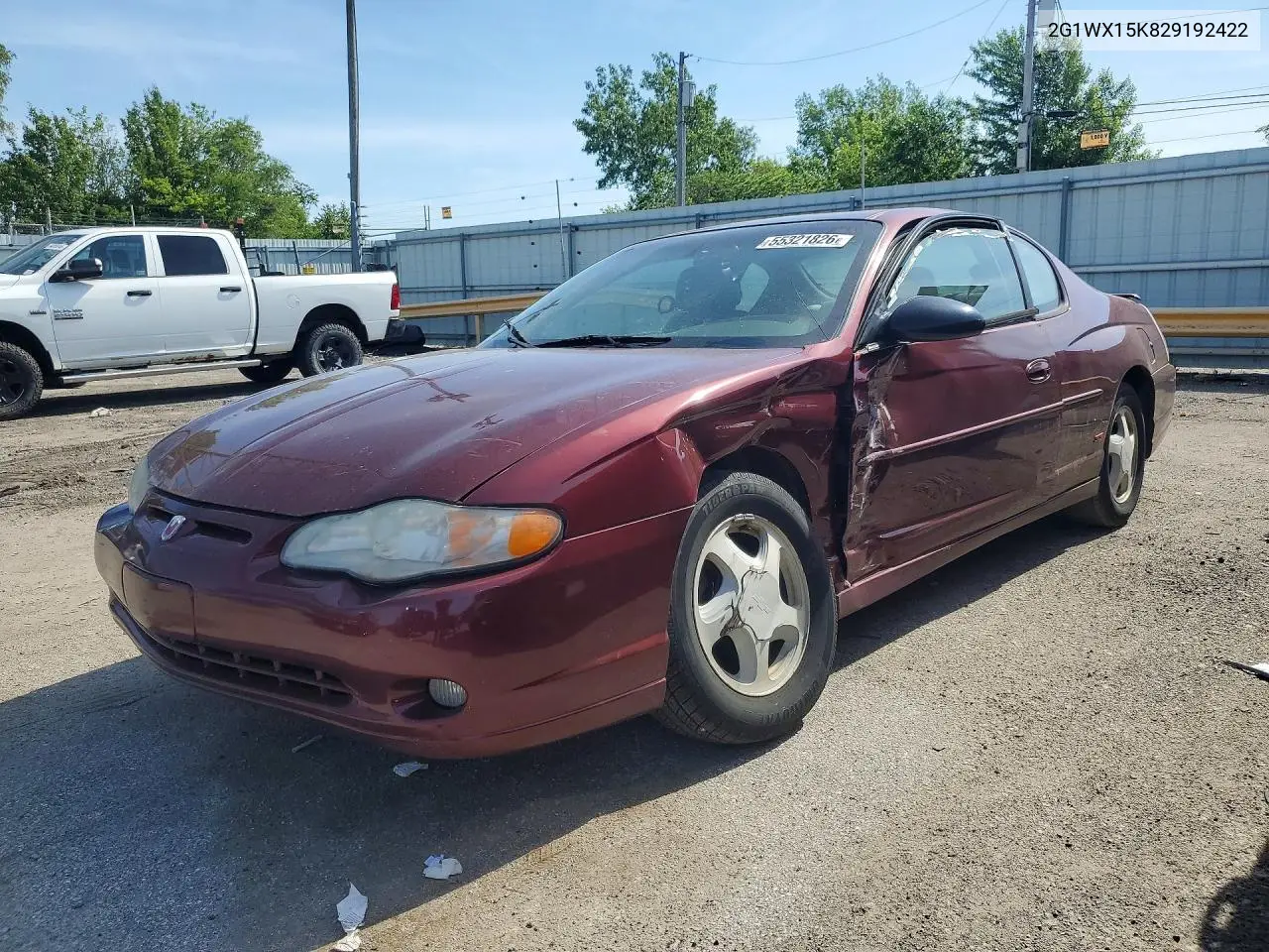 2002 Chevrolet Monte Carlo Ss VIN: 2G1WX15K829192422 Lot: 55321826