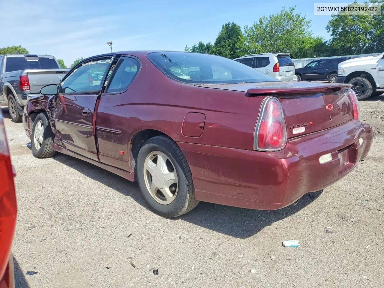 2002 Chevrolet Monte Carlo Ss VIN: 2G1WX15K829192422 Lot: 55321826