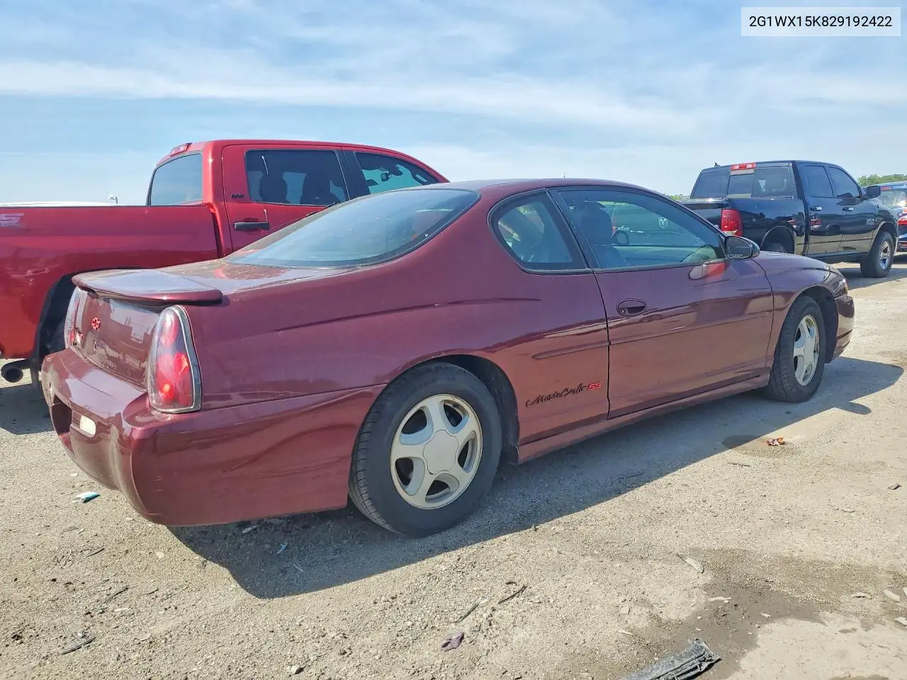 2002 Chevrolet Monte Carlo Ss VIN: 2G1WX15K829192422 Lot: 55321826