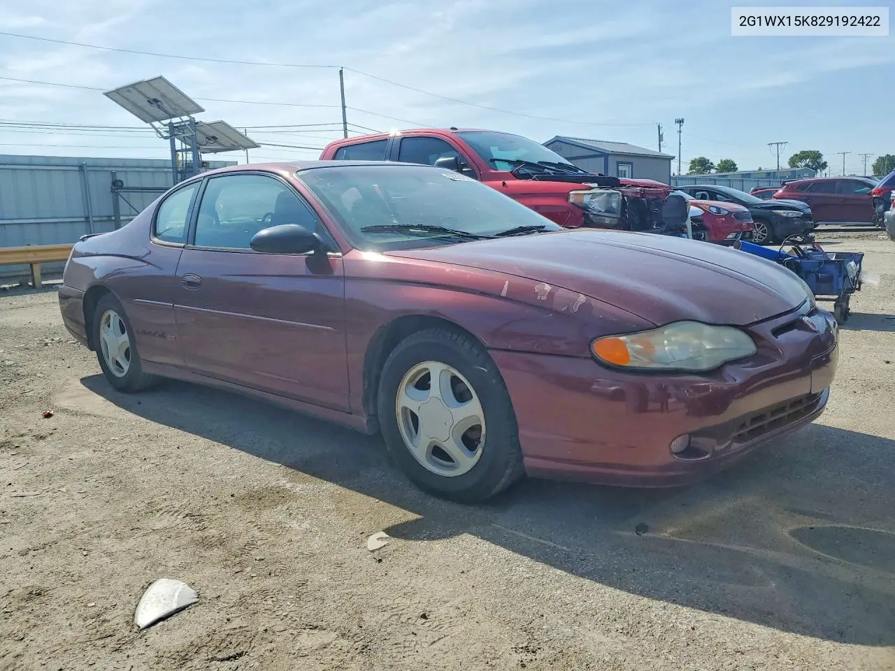 2002 Chevrolet Monte Carlo Ss VIN: 2G1WX15K829192422 Lot: 55321826