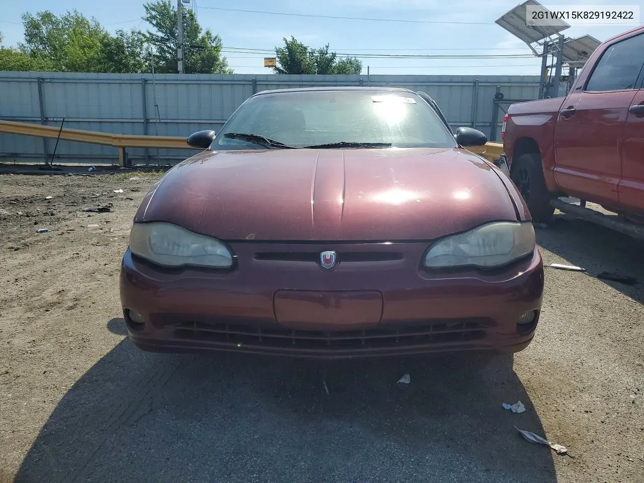 2002 Chevrolet Monte Carlo Ss VIN: 2G1WX15K829192422 Lot: 55321826