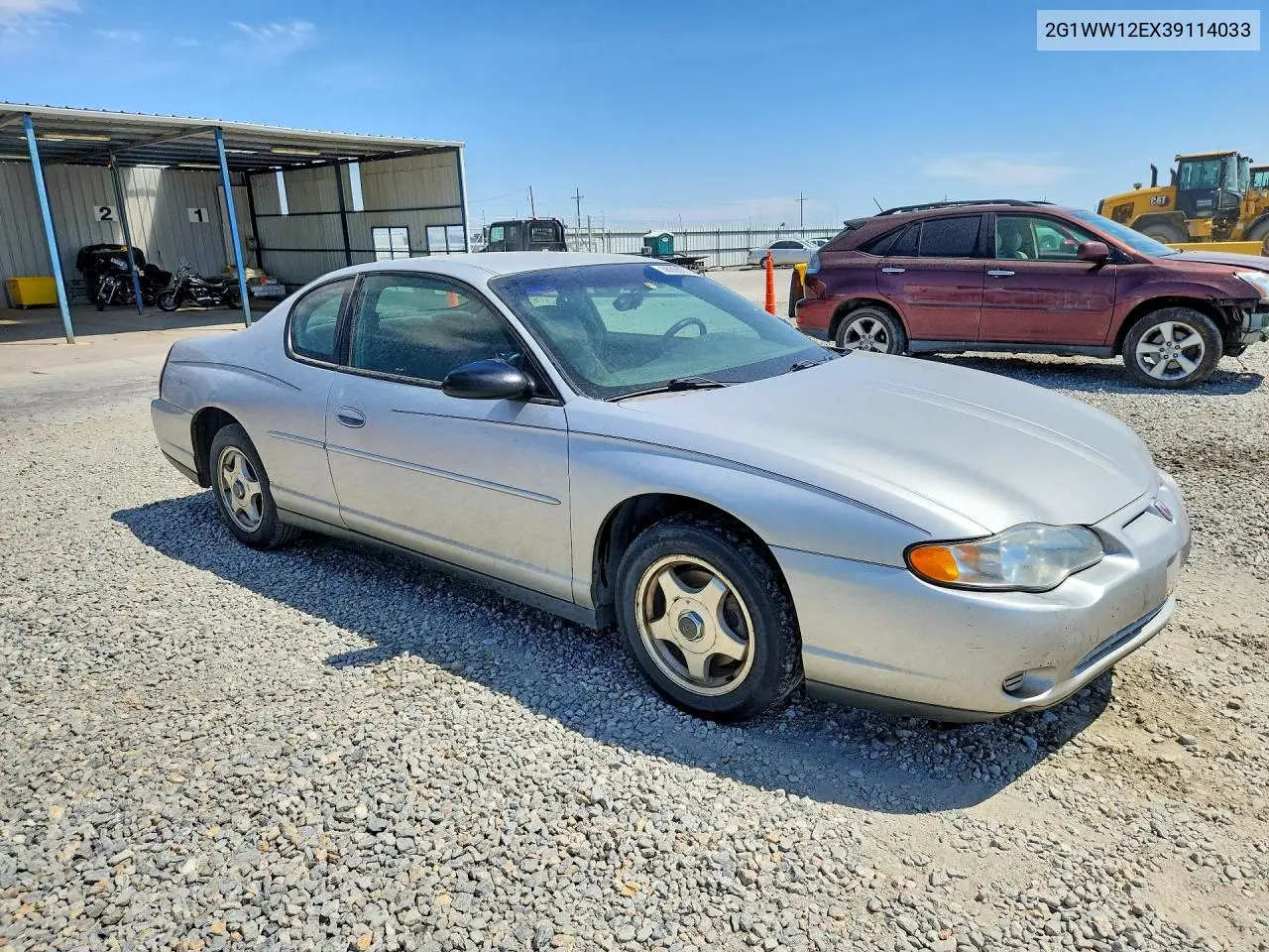 2003 Chevrolet Monte Carlo Ls VIN: 2G1WW12EX39114033 Lot: 56395916