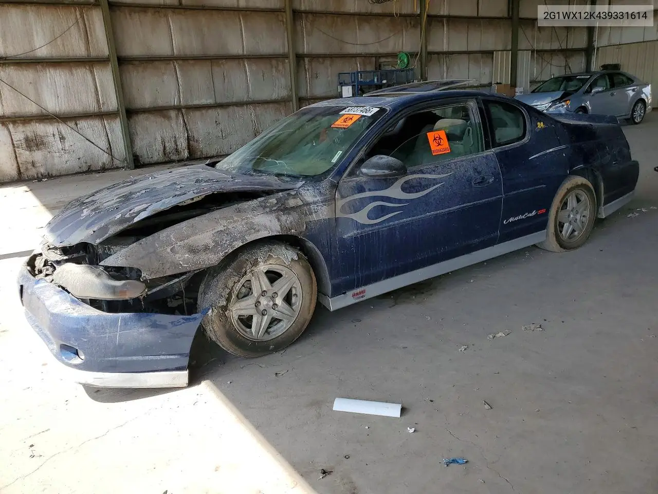 2003 Chevrolet Monte Carlo Ss VIN: 2G1WX12K439331614 Lot: 58737466