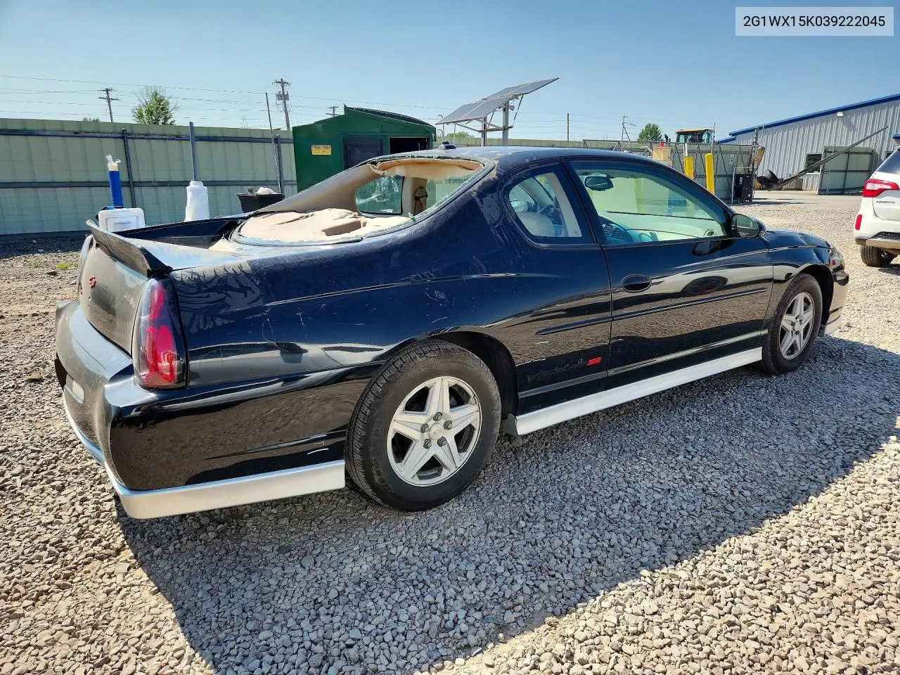 2003 Chevrolet Monte Carlo Ss VIN: 2G1WX15K039222045 Lot: 61215486