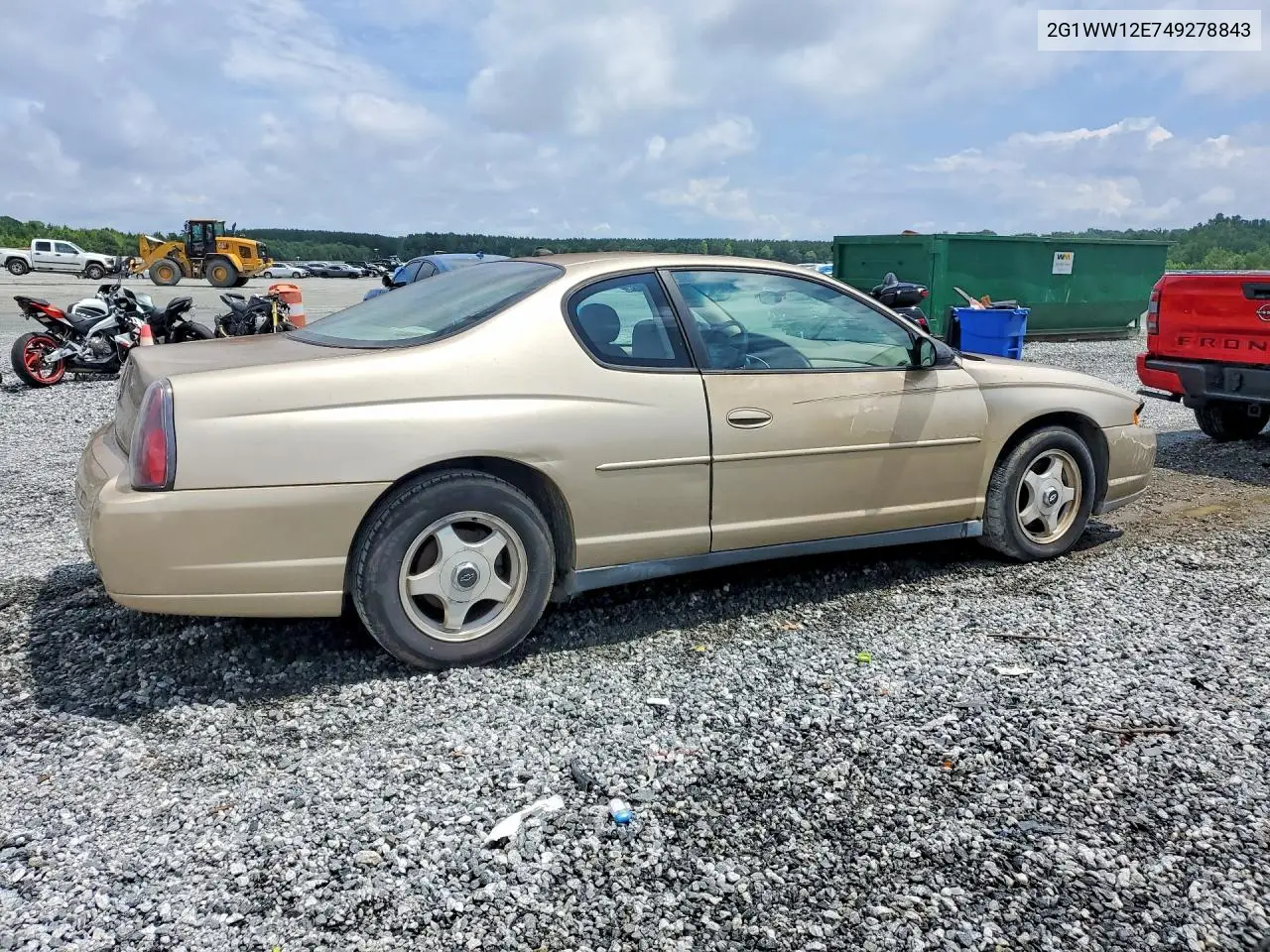 2004 Chevrolet Monte Carlo Ls VIN: 2G1WW12E749278843 Lot: 60742446