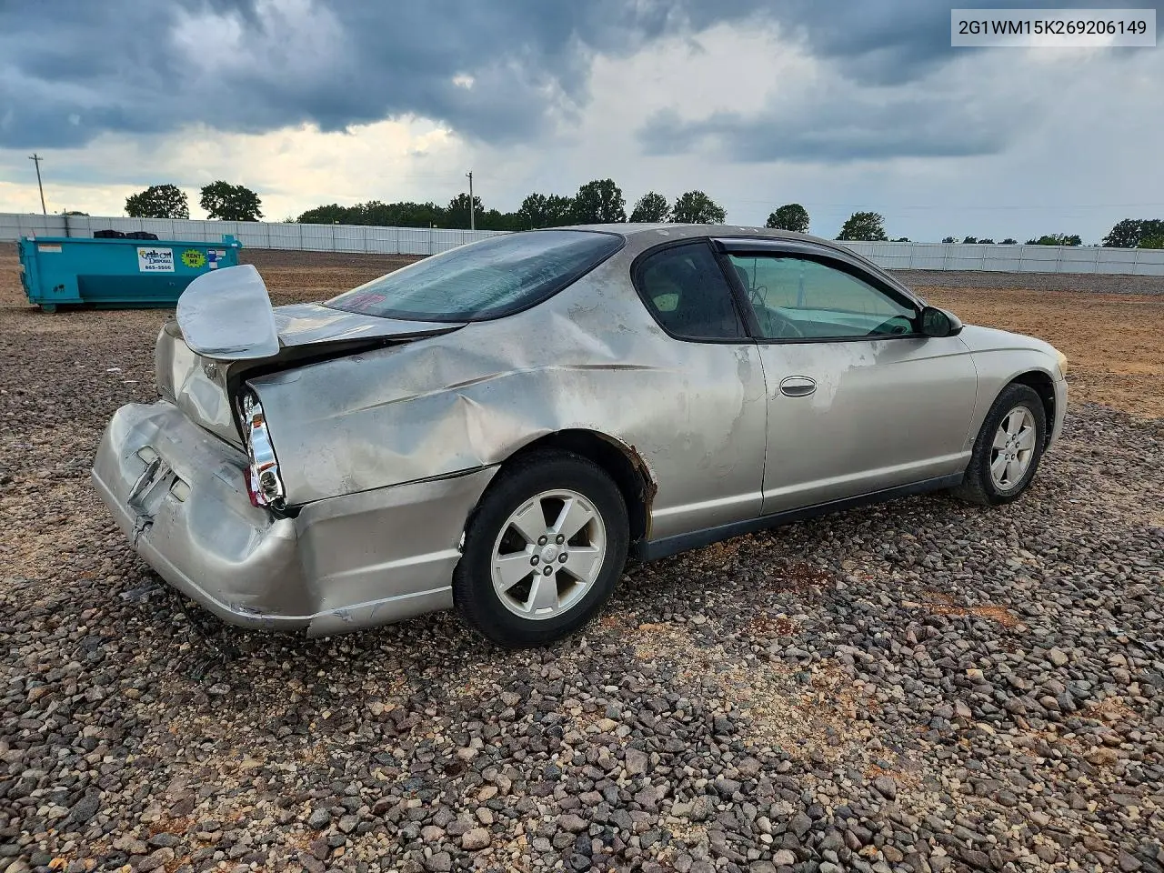 2006 Chevrolet Monte Carlo Lt VIN: 2G1WM15K269206149 Lot: 59957246