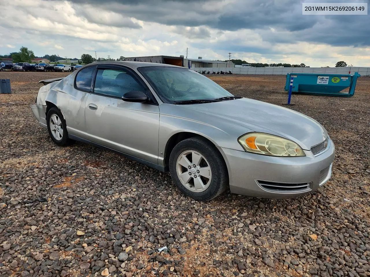 2006 Chevrolet Monte Carlo Lt VIN: 2G1WM15K269206149 Lot: 59957246