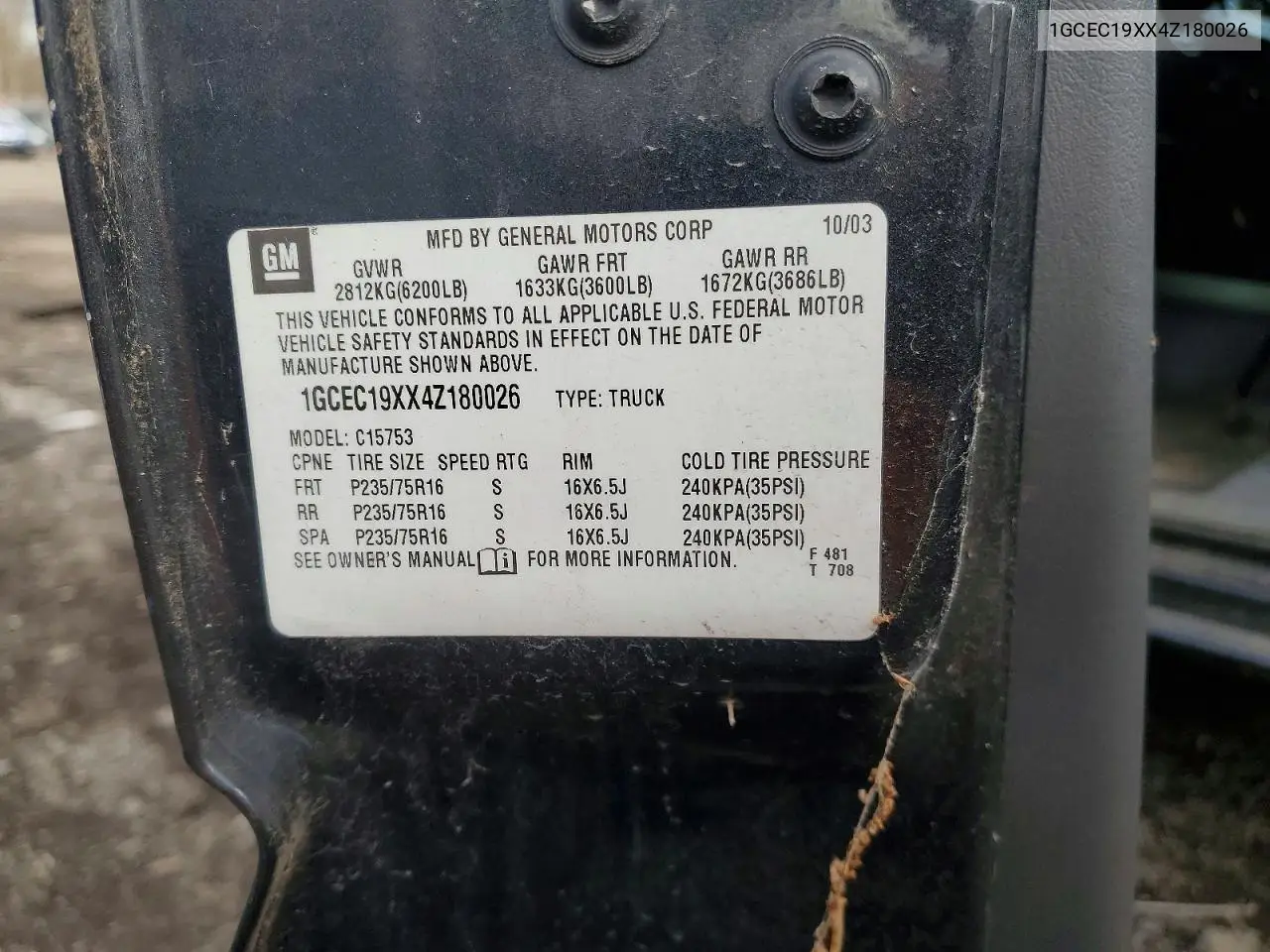 1GCEC19XX4Z180026 2004 Chevrolet Silverado C1500