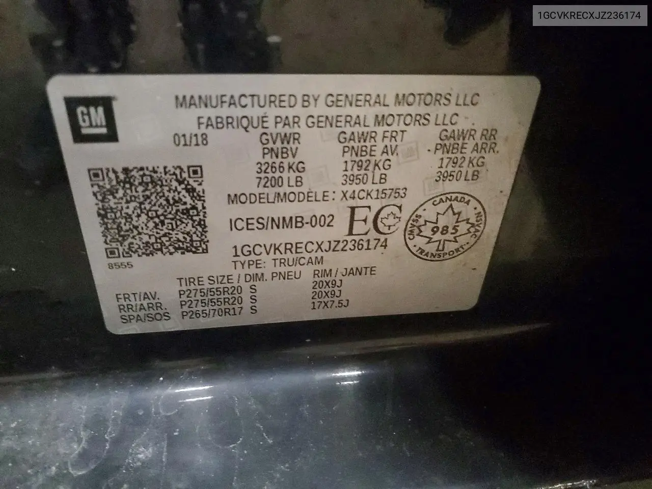 2018 Chevrolet Silverado K1500 Lt VIN: 1GCVKRECXJZ236174 Lot: 48071886